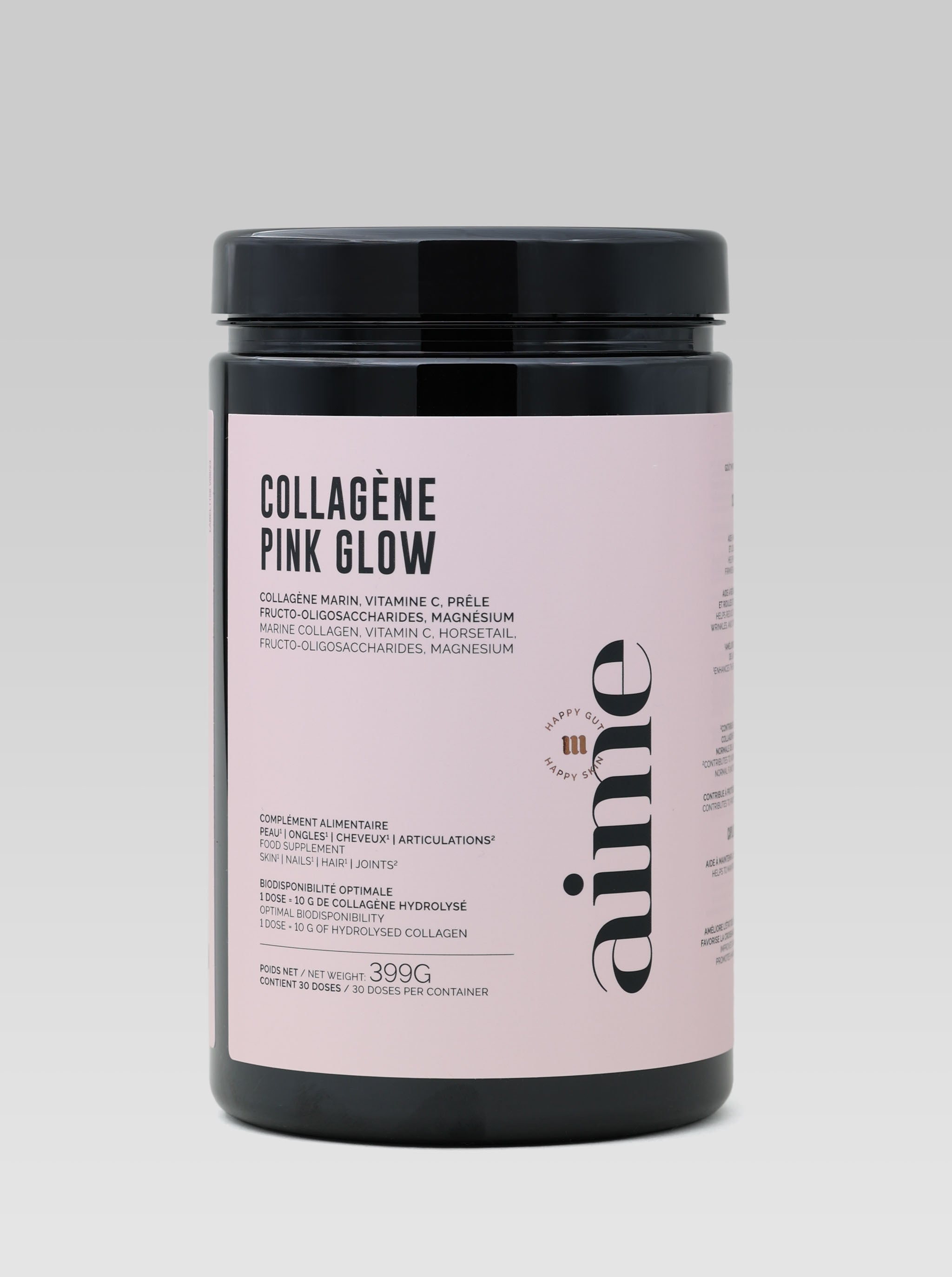 AIME Collagene Pink Glow product shot vitamin c Marine Collagen Magnesium 