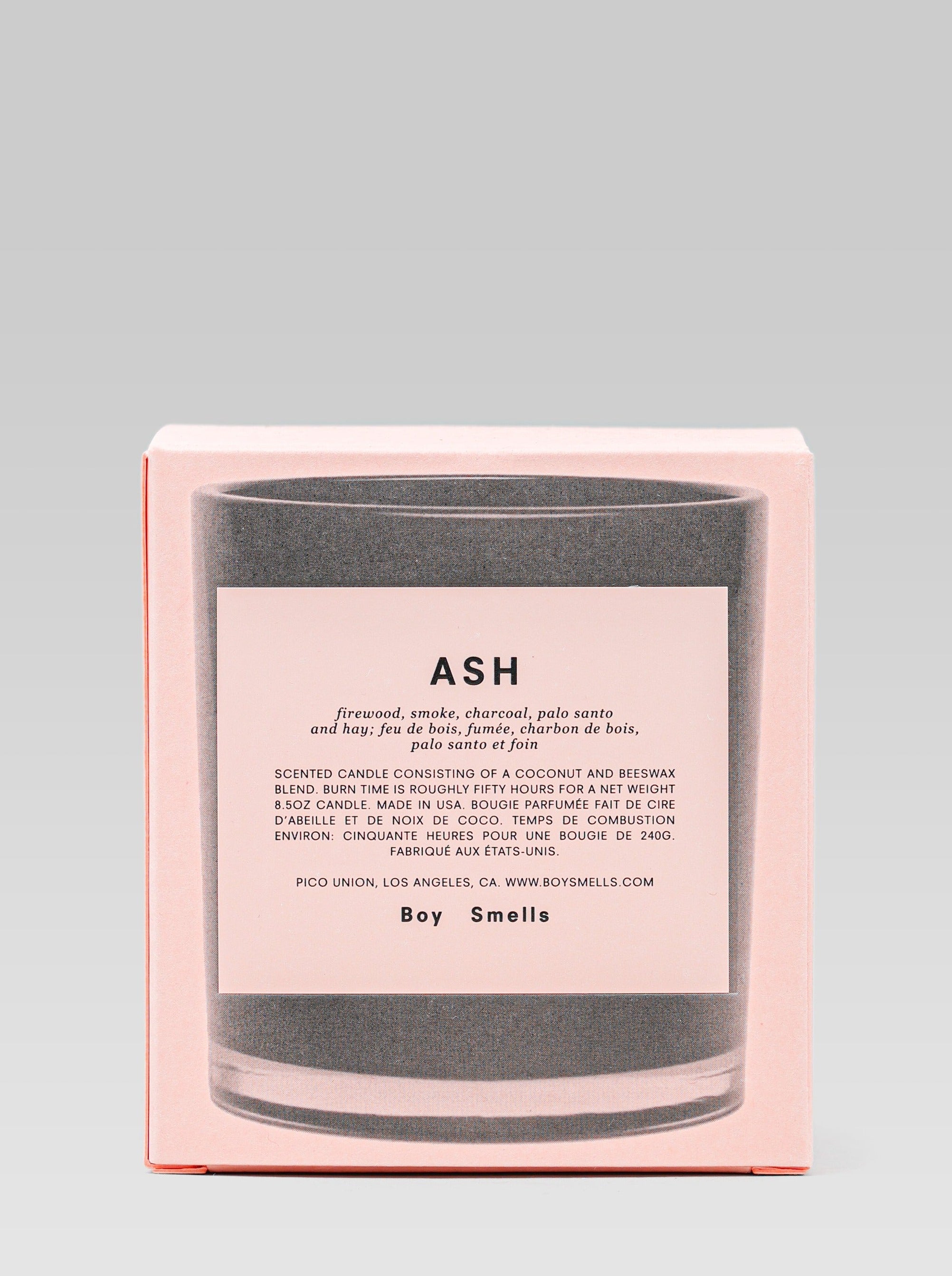 Boy Smells Ash Candle Packaging