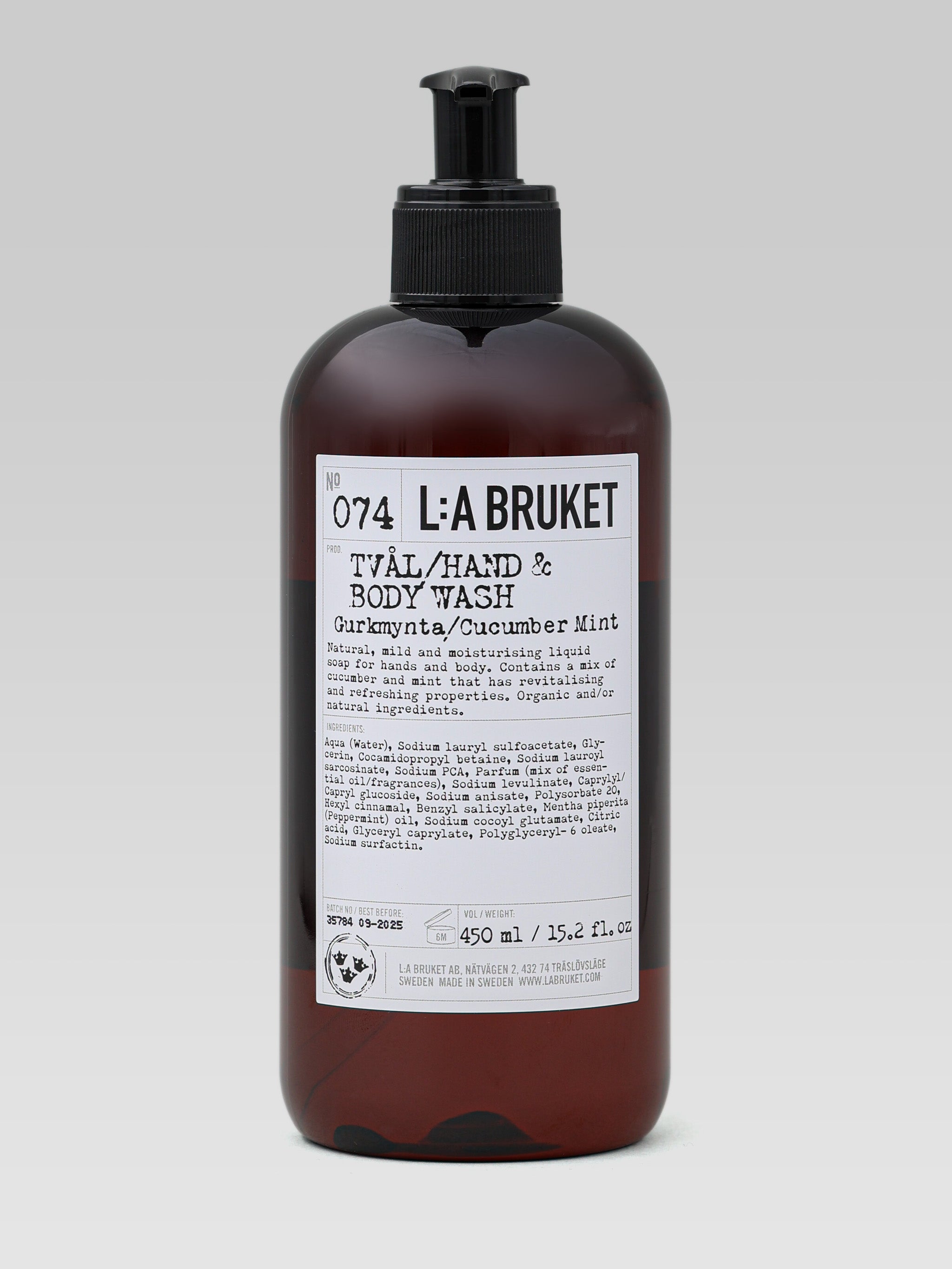 L:A BRUKET No. 074 Hand and Body Wash Cucumber, Mint Soap