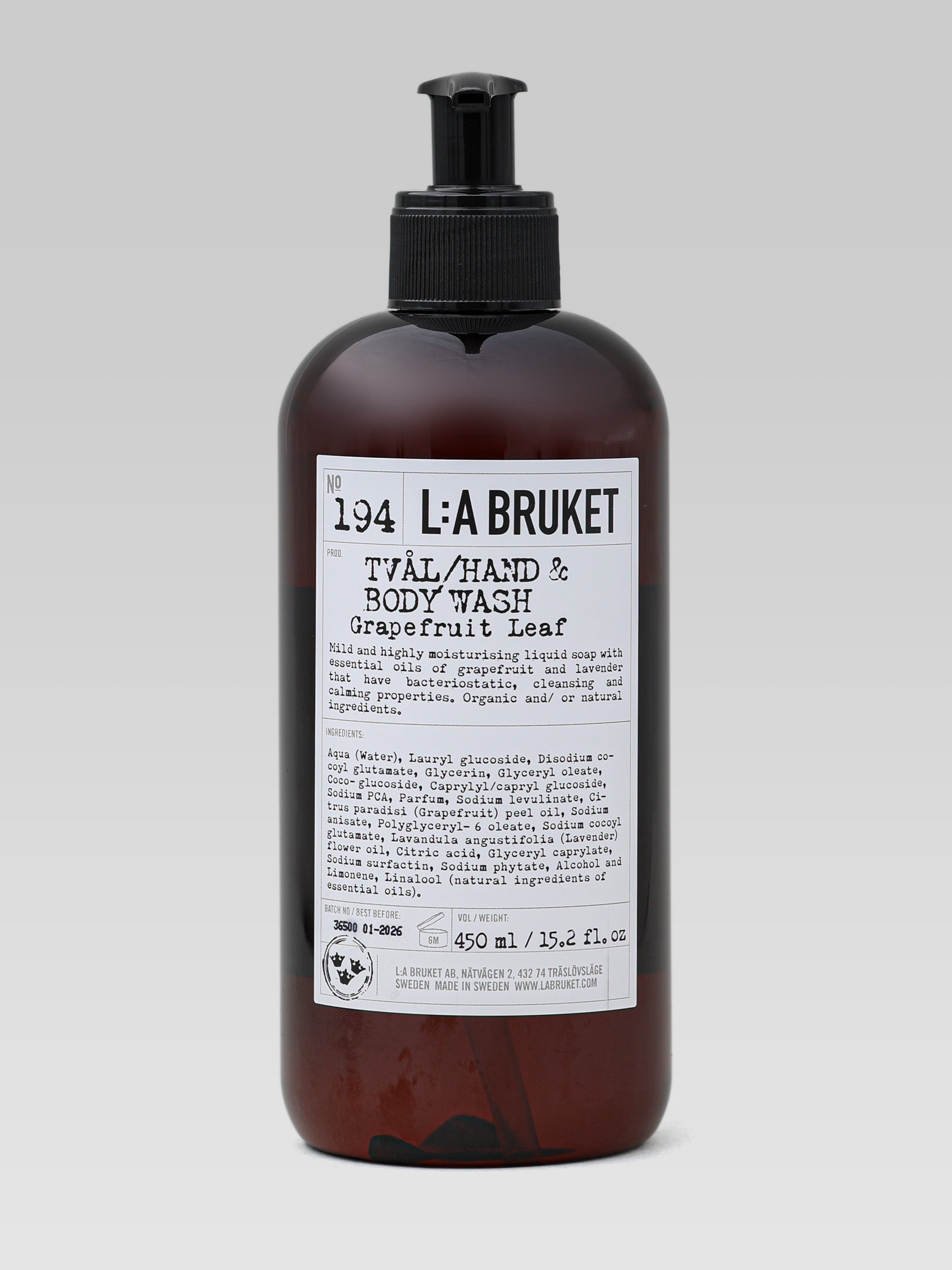 L:A Bruket No 194 Hand and Body Wash Grapefruit Leaf 450ml 