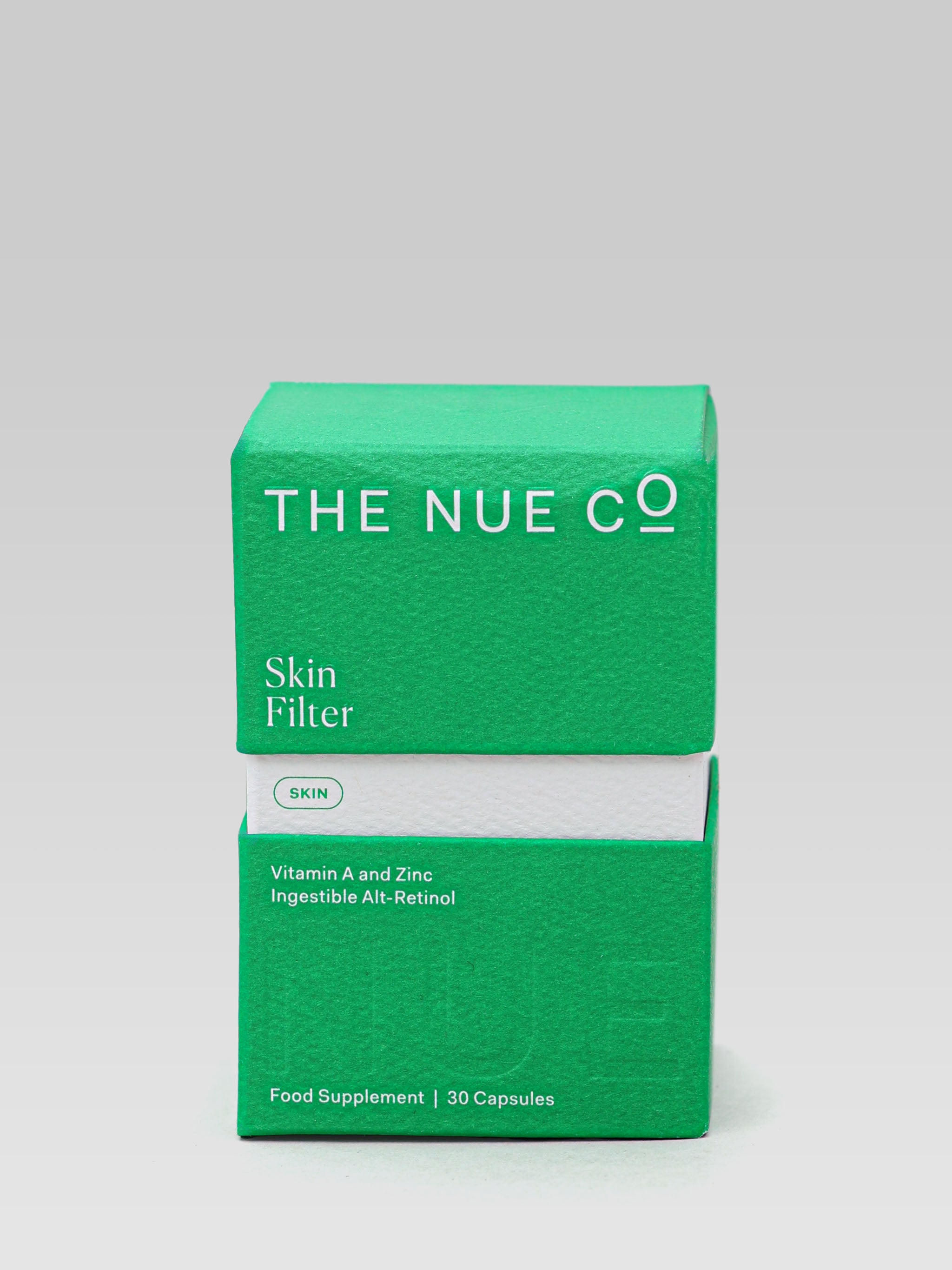 THE NUE CO Skin Filter Food Supplement with Vitamin A and Zinc packaging