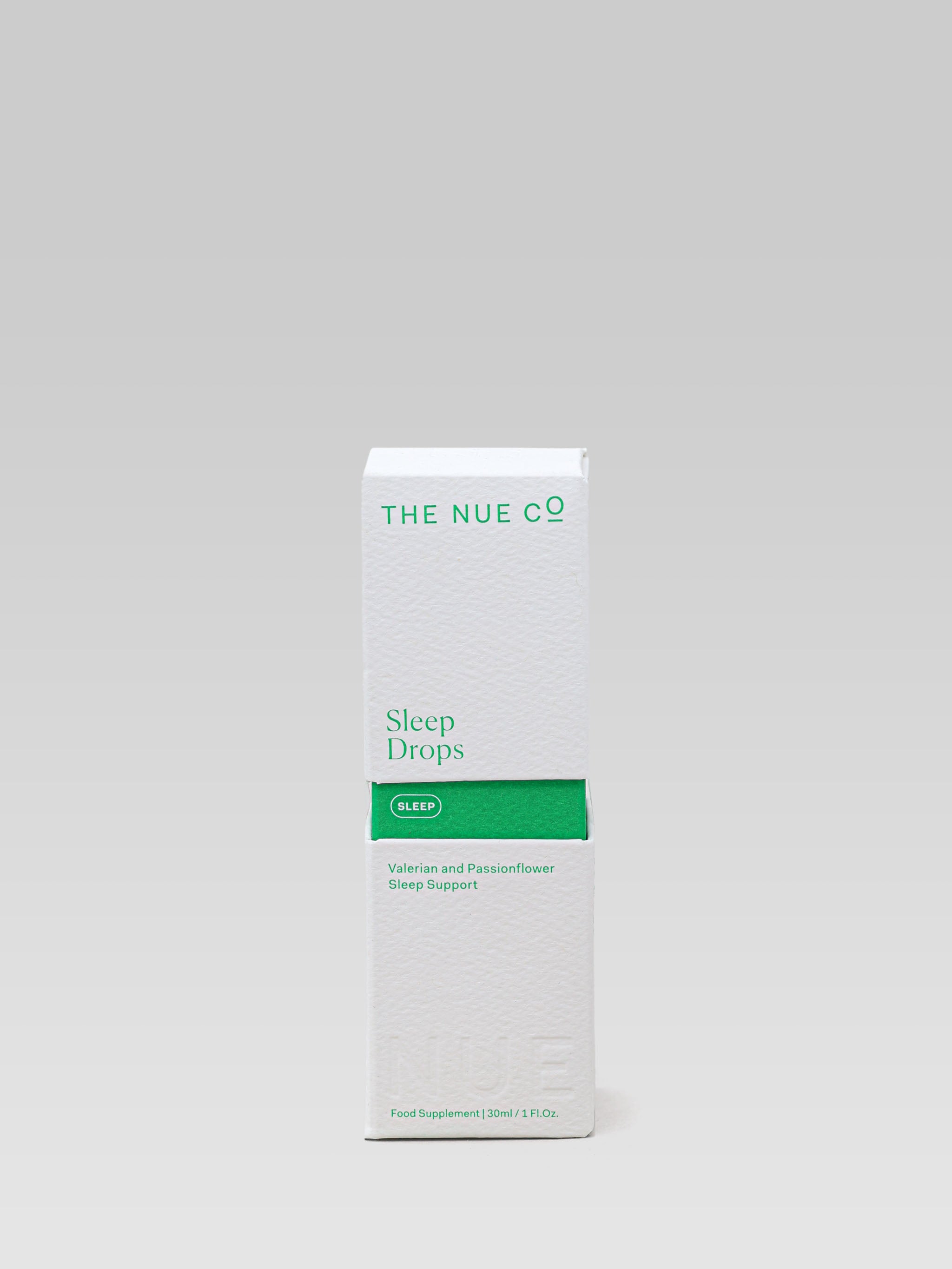 THE NUE CO. Sleep Drops Valerian and Passionflower Sleep Support packaging