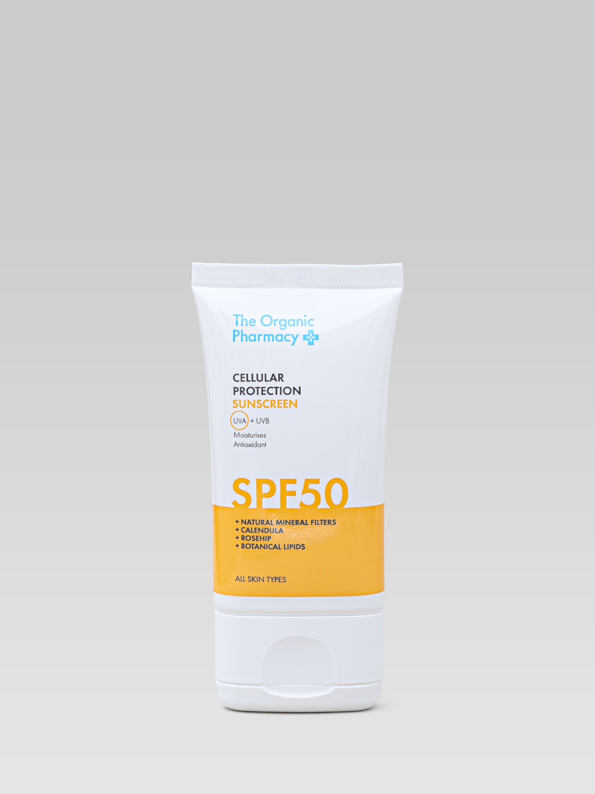 THE ORGANIC PHARMACY Cellular Protection Sun Cream SPF 50 with  natural mineral filters calendula rosehip botanical lipids product shot