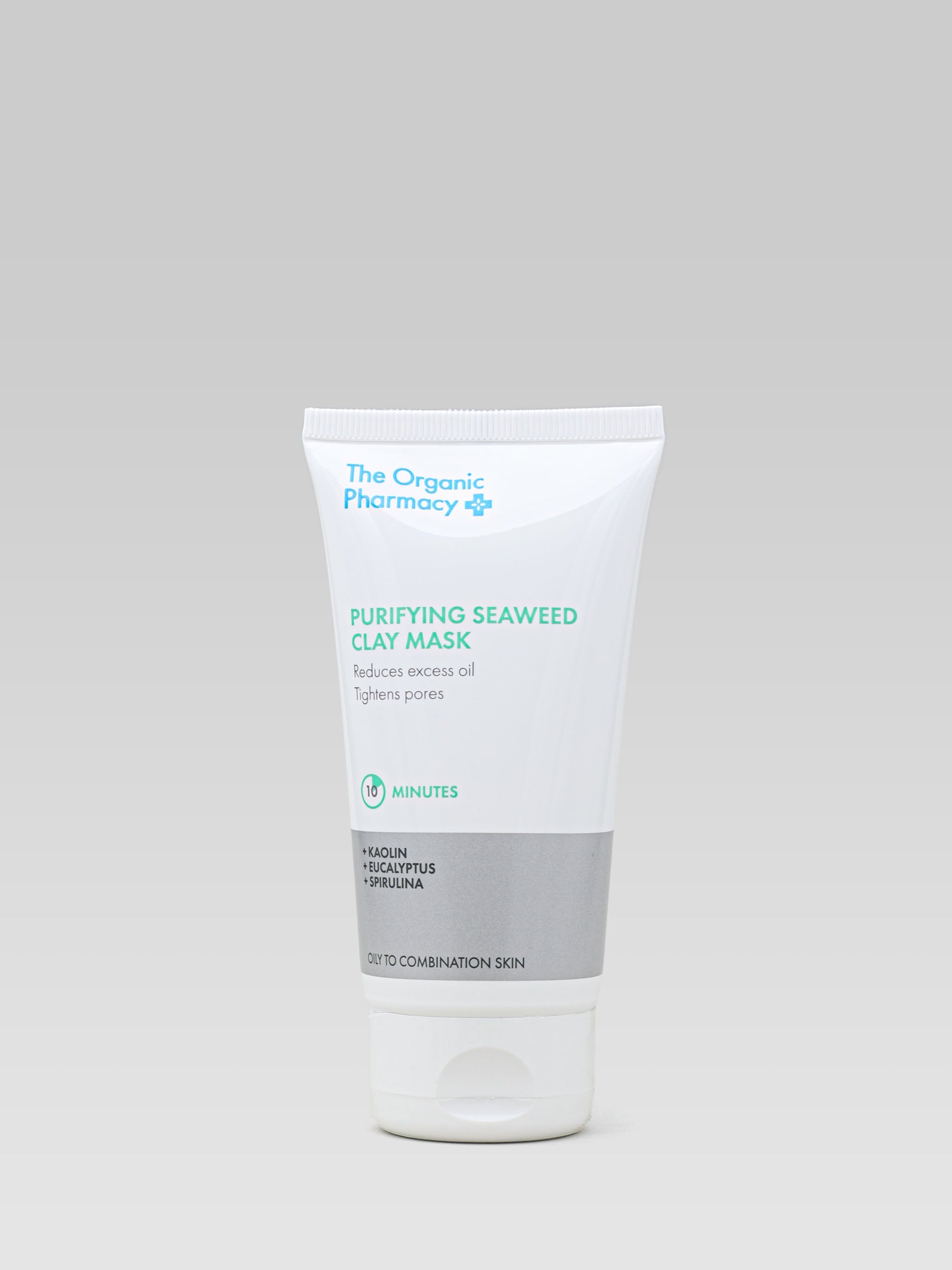 THE ORGANIC PHARMACY Purifying Seaweed Clay Mask Reduces excess oil tightens pores kaolin, eucalyptus, spiraling only to combination skin product shot