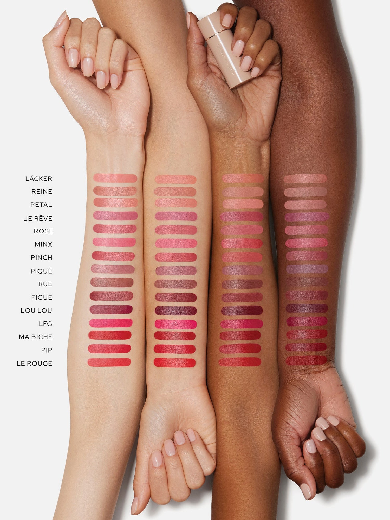 WESTMAN ATELIER Lip Suede Matte Lipstick arm swatches